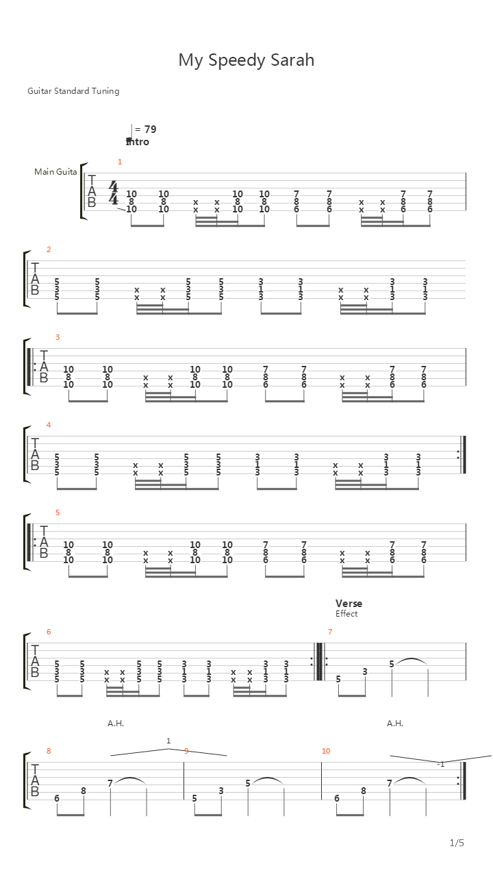 My Speedy Sarah吉他谱