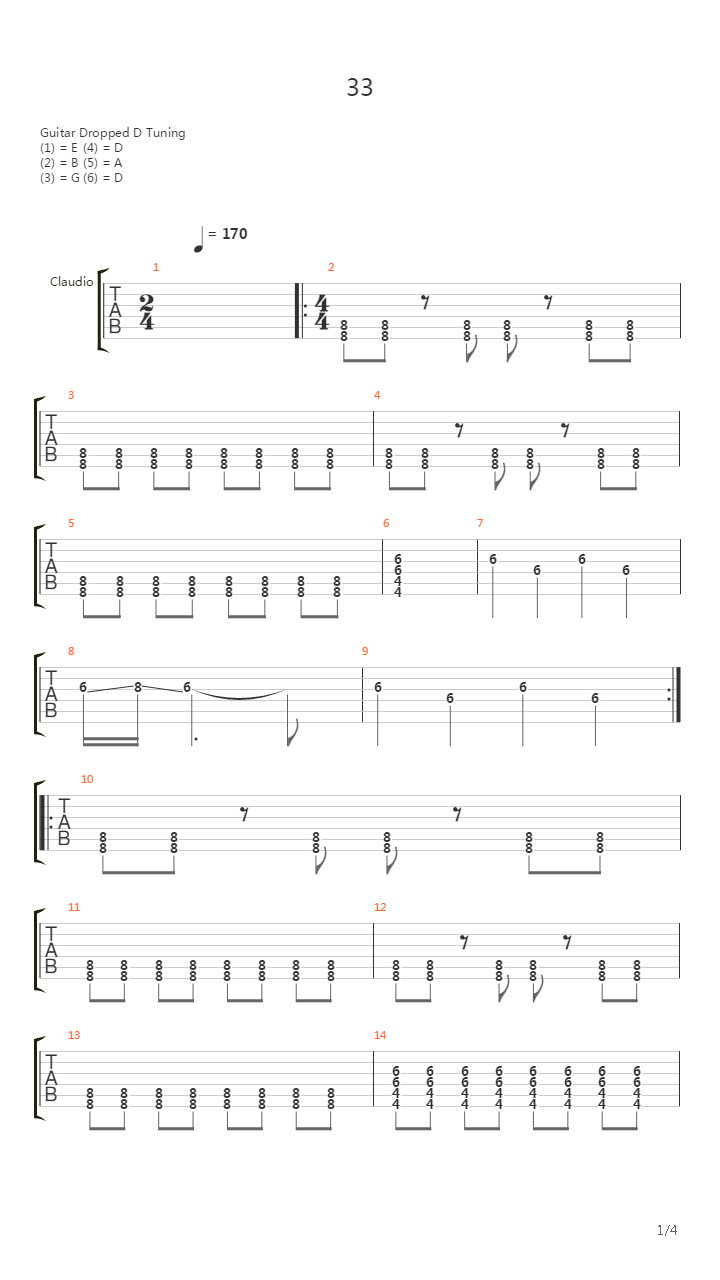 33吉他谱