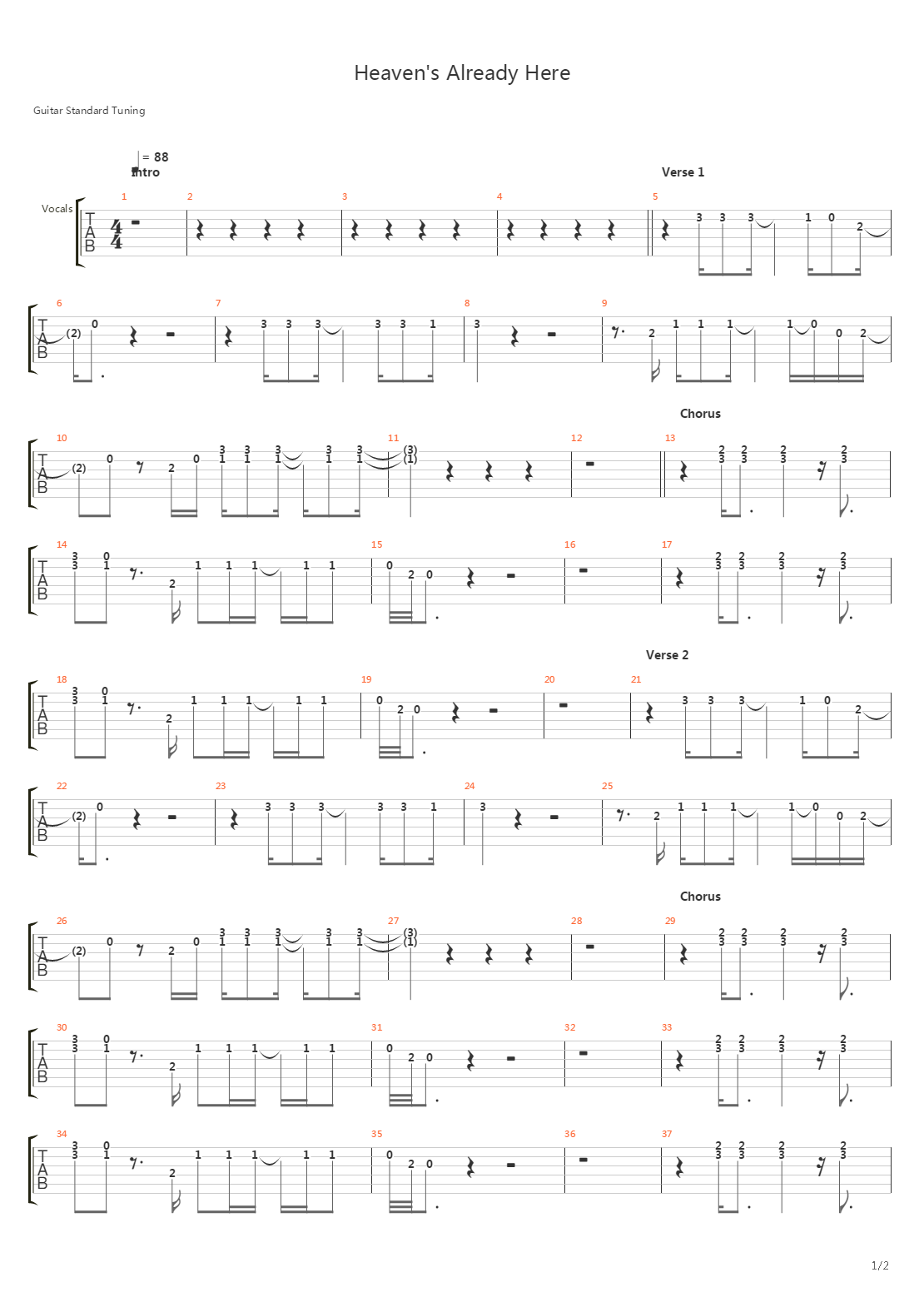 Heaven's Already Here吉他谱
