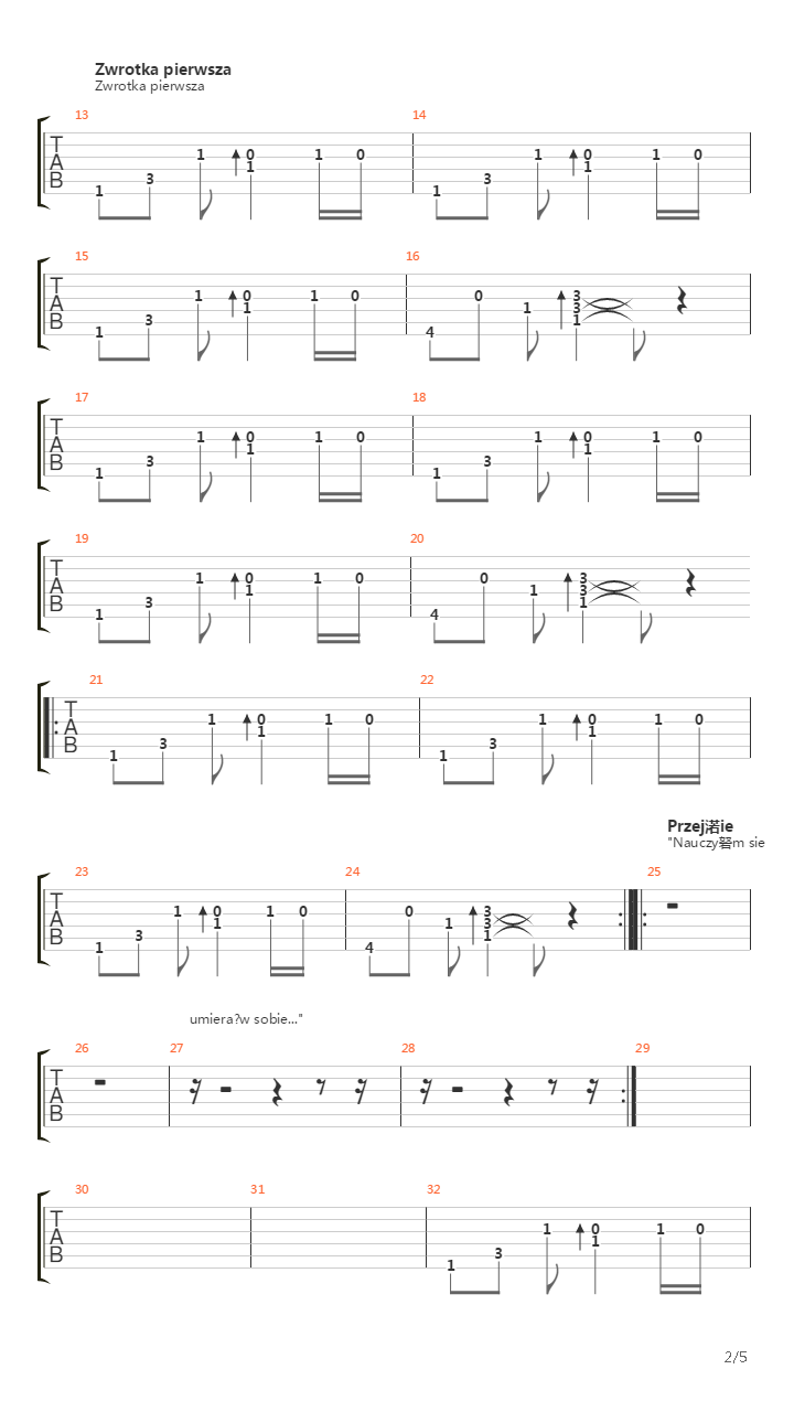 Sto Tysiecy Jednakowych Miast吉他谱