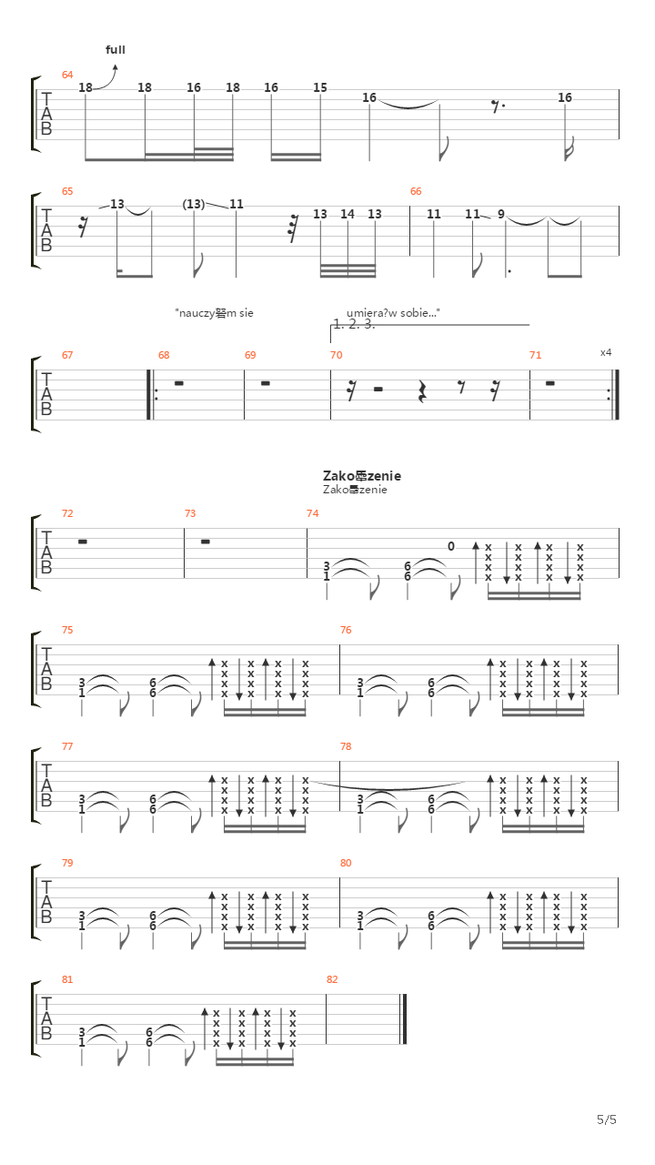 Sto Tysiecy Jednakowych Miast吉他谱