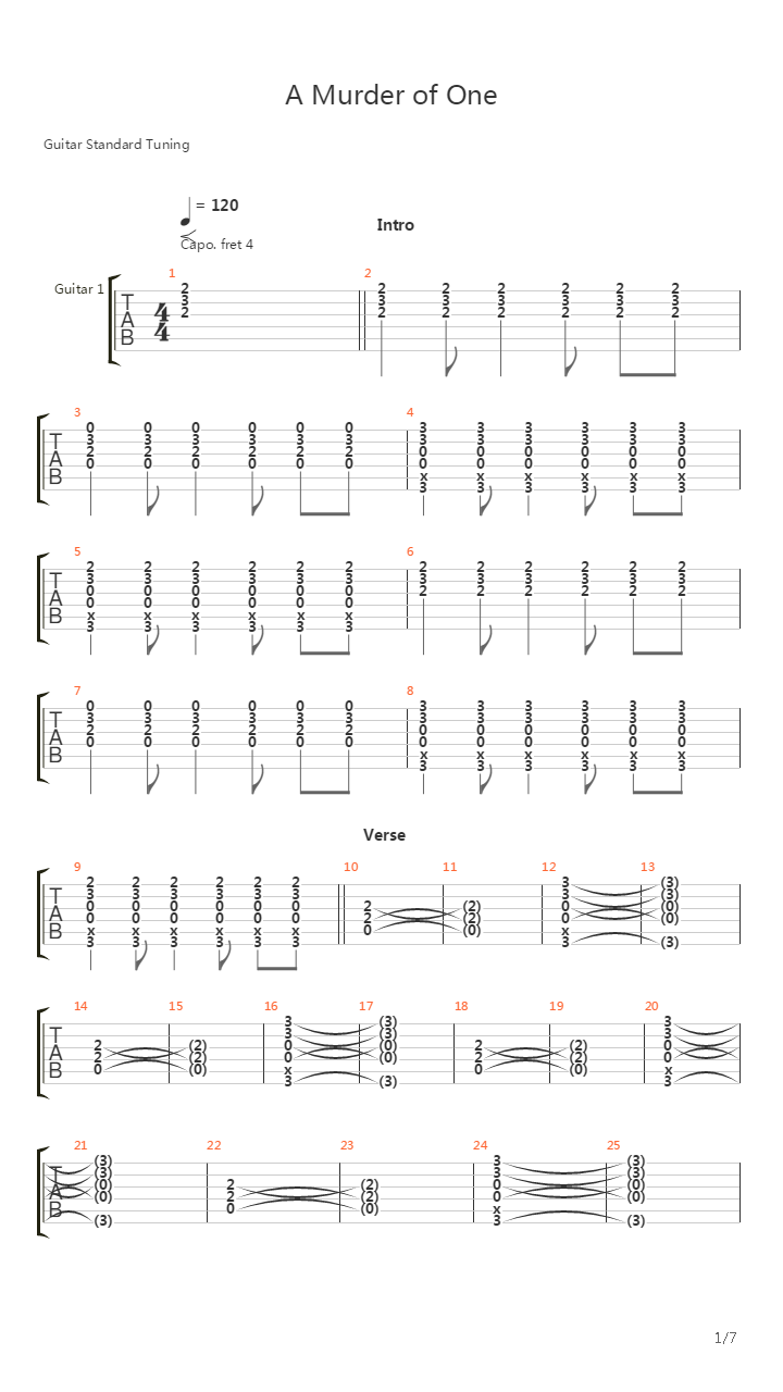A Murder Of One吉他谱