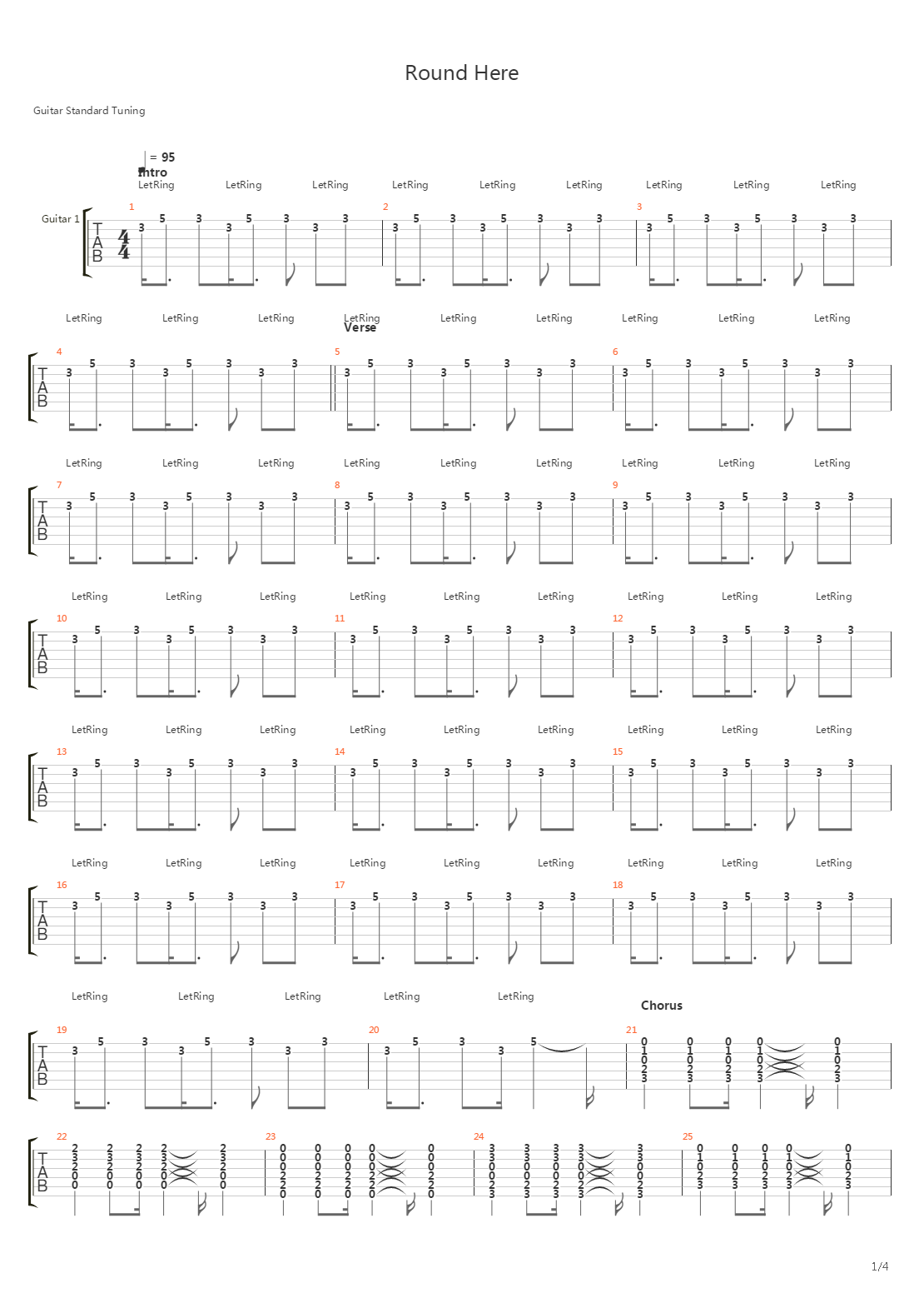 Round Here吉他谱