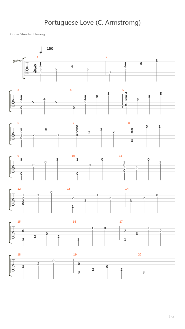 Portuguese Love Theme (guitar solo)吉他谱