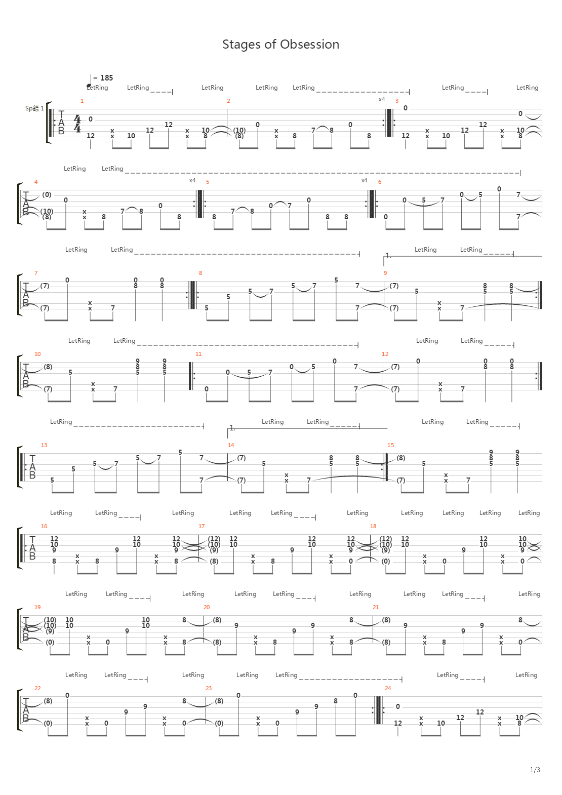 Stages of Obsession吉他谱