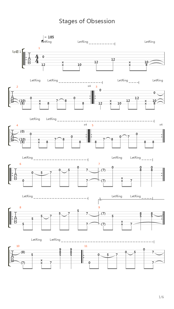 Stages of Obsession吉他谱