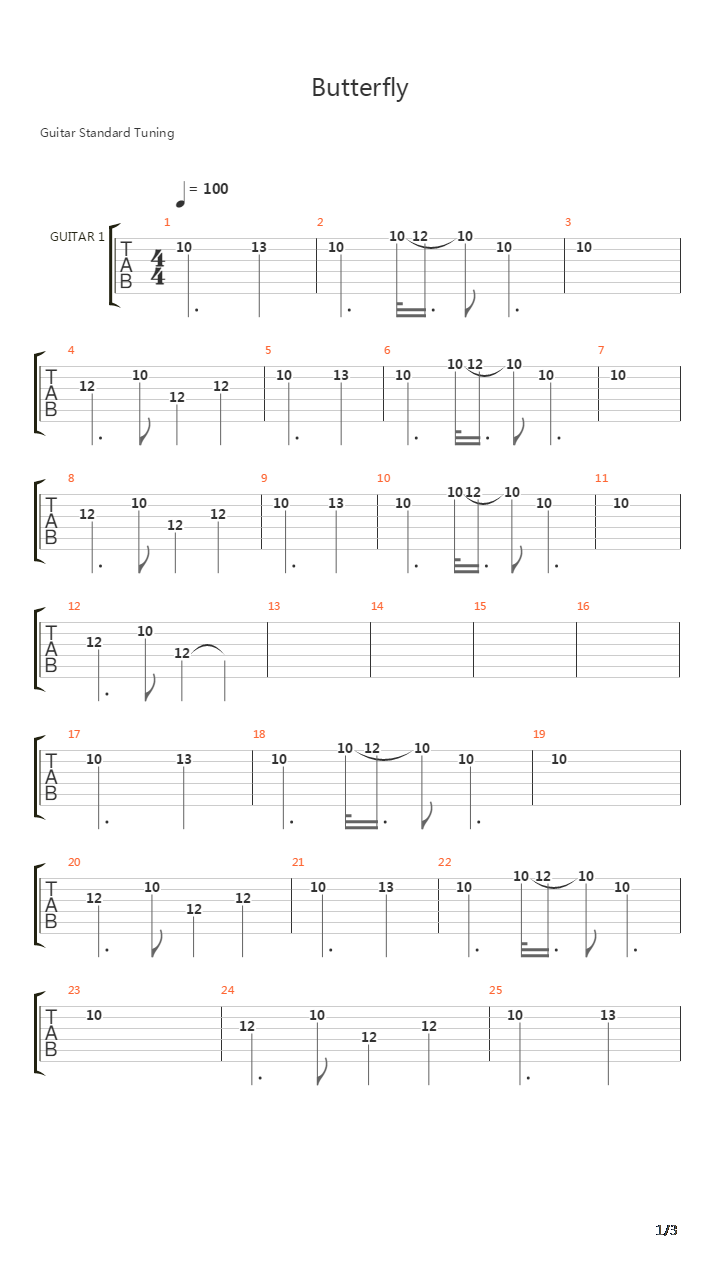 Butterfly吉他谱