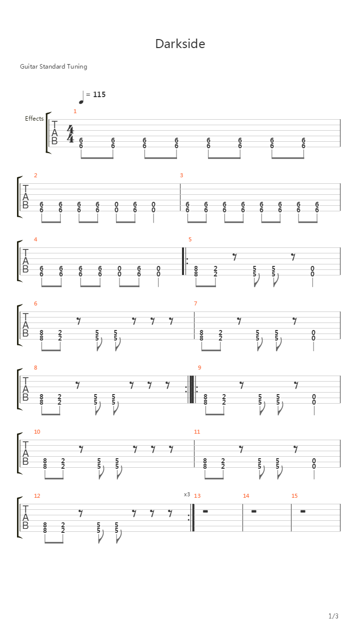 Darkside吉他谱