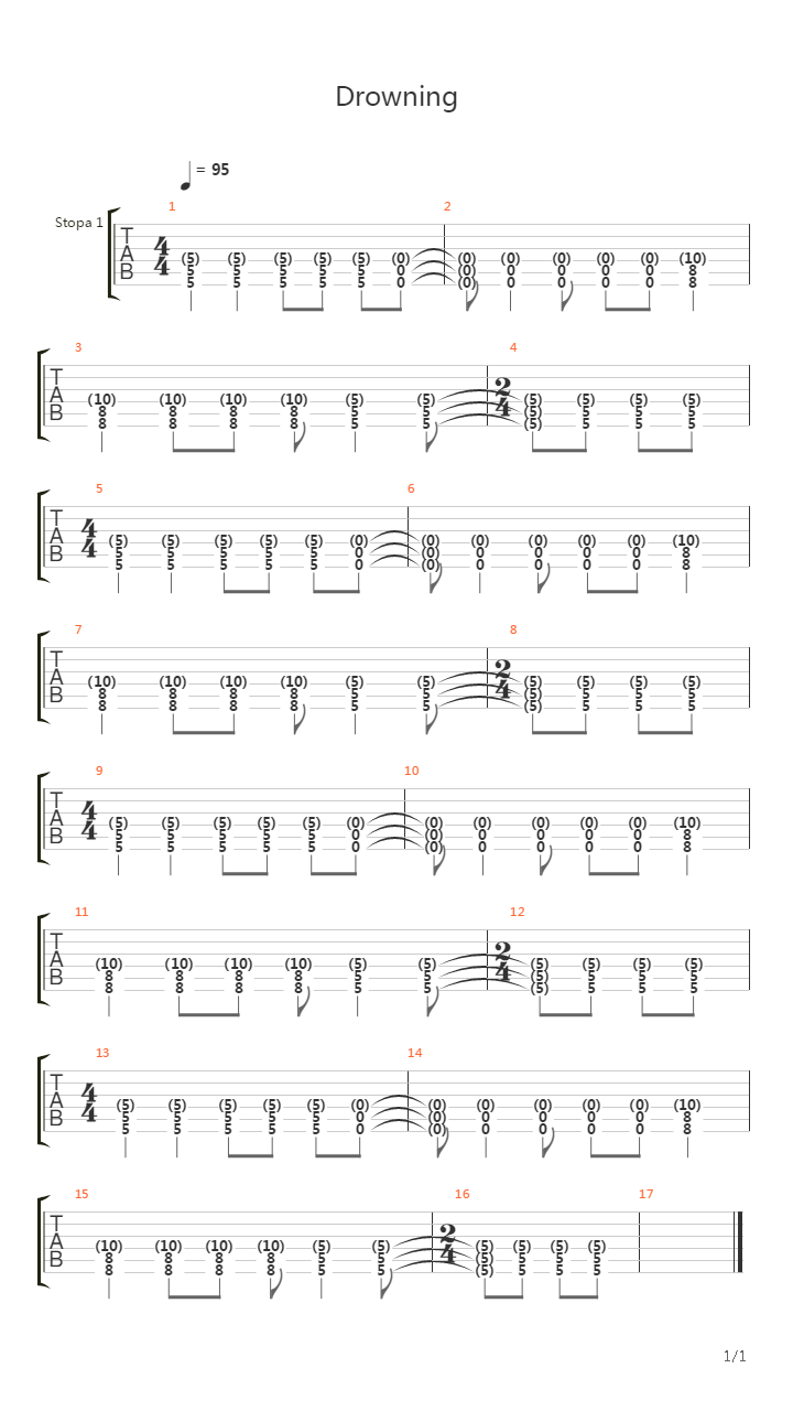 Drowning吉他谱