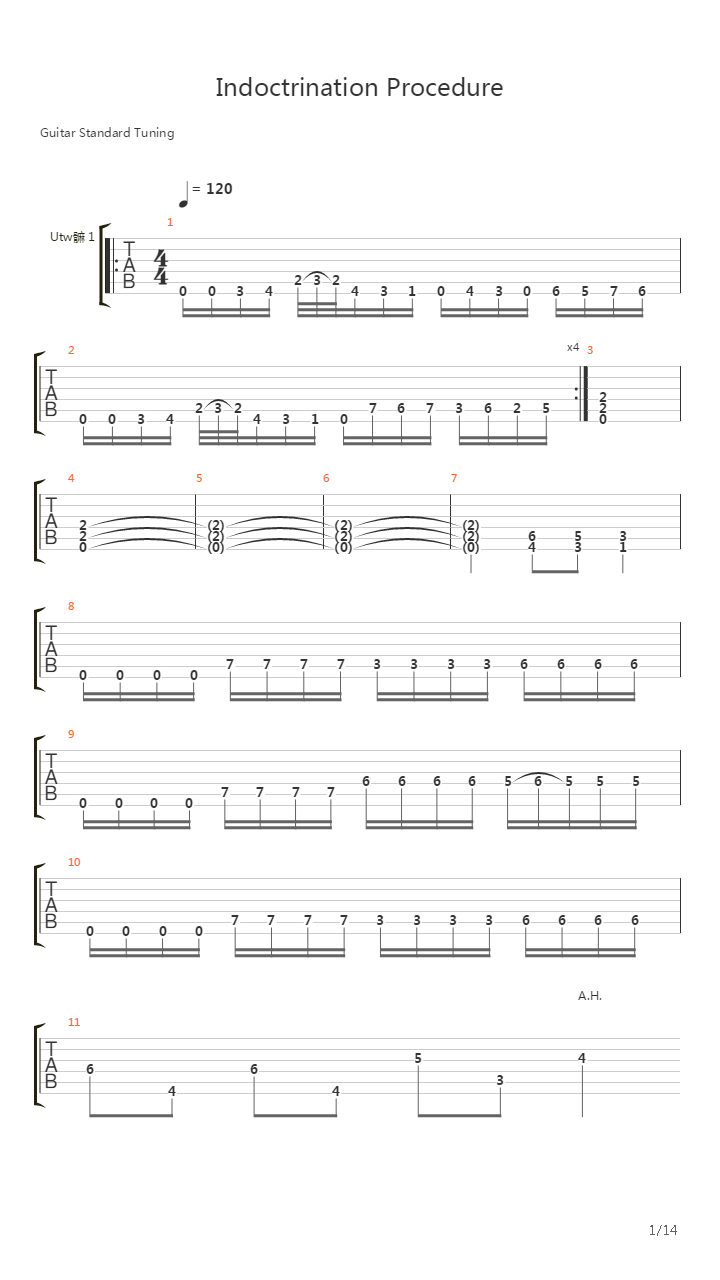 Indoctrination Procedure吉他谱
