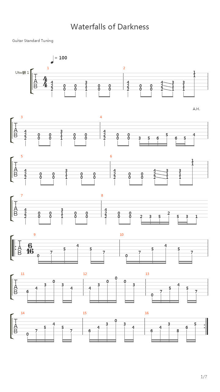 Waterfalls Of Darkness吉他谱