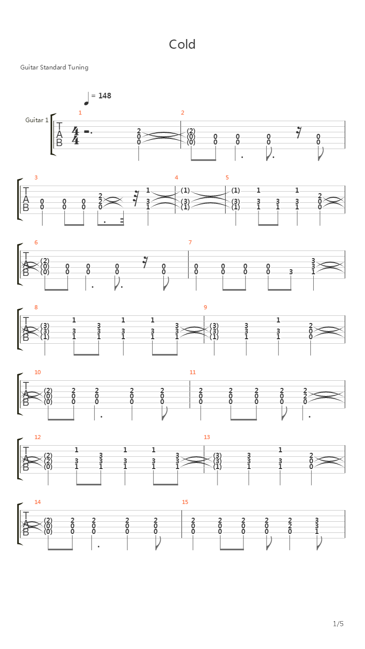 Cold吉他谱