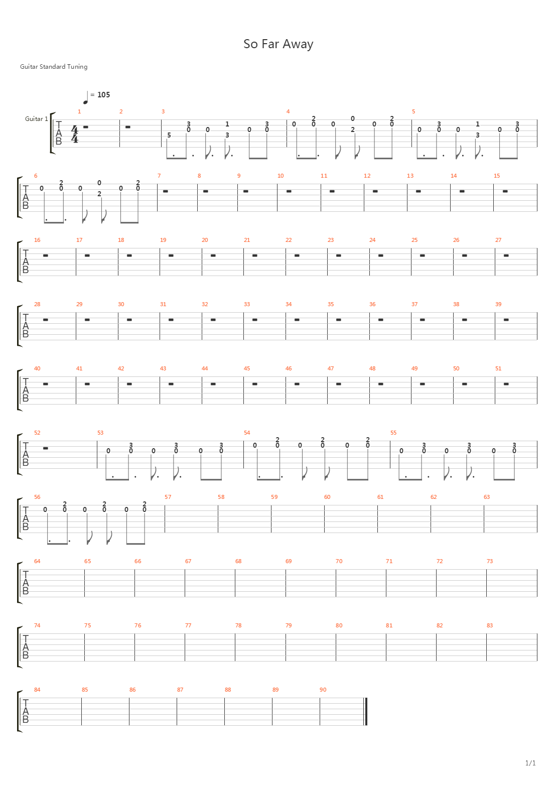 So Far Away吉他谱