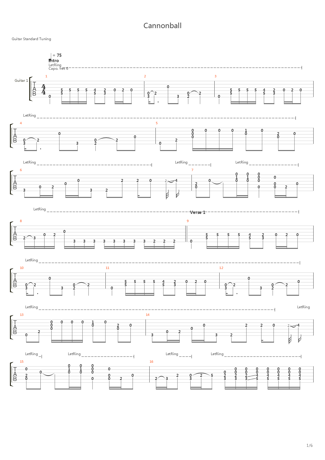 Cannonball吉他谱