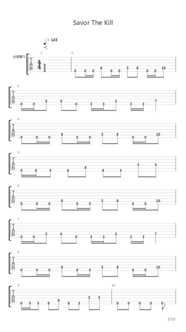 Savor The Kill吉他谱