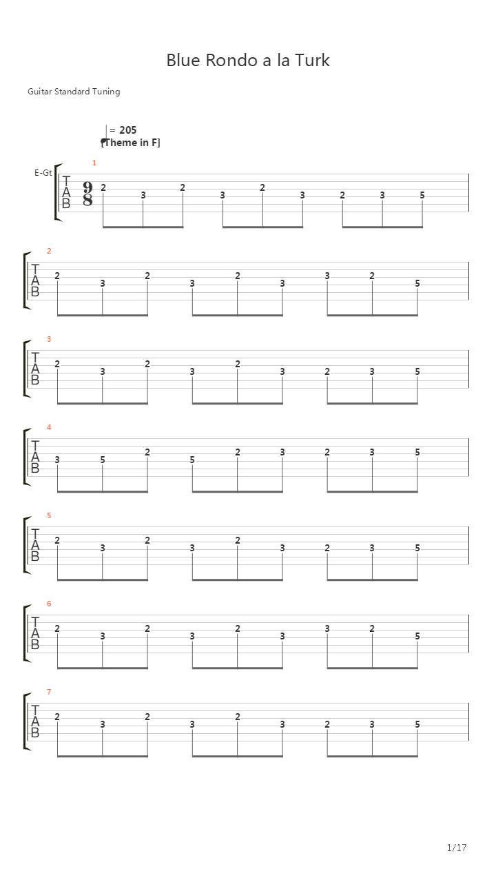 Blue Rondo A La Turk吉他谱