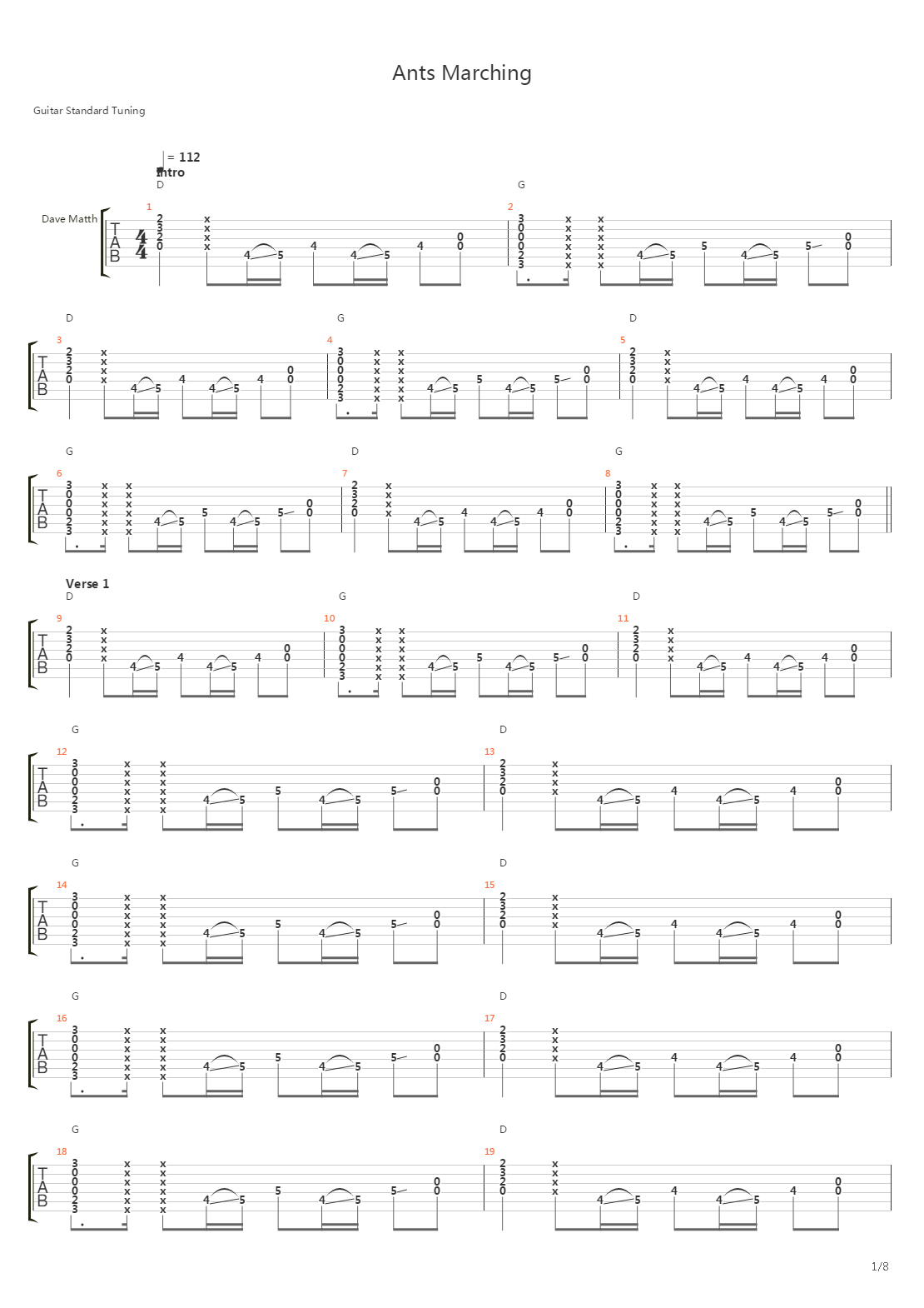 Ants Marching吉他谱