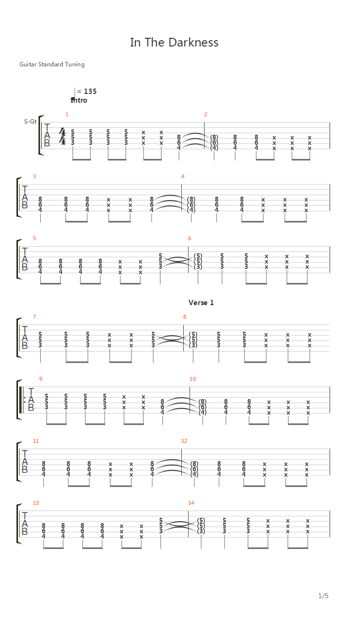 In The Darkness吉他谱
