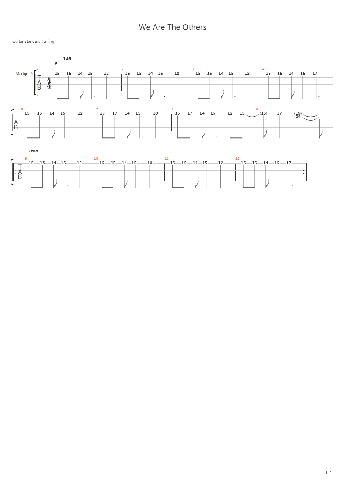 We Are The Others (Intro + Verse 1)吉他谱