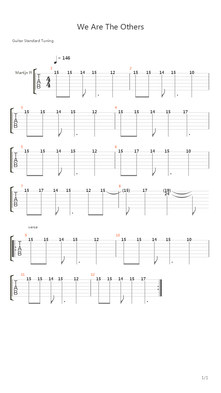 We Are The Others (Intro + Verse 1)吉他谱