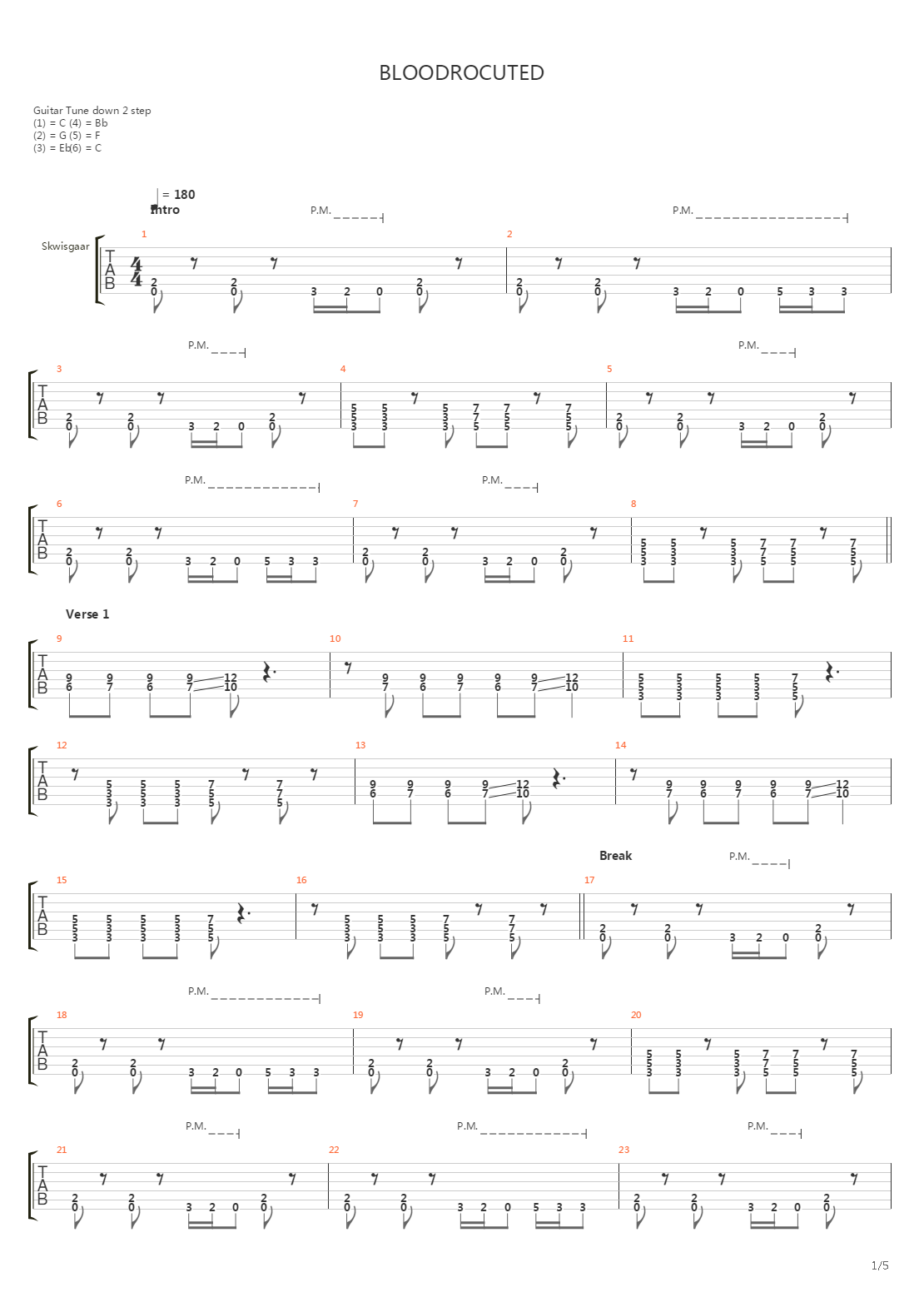 Bloodrocuted吉他谱