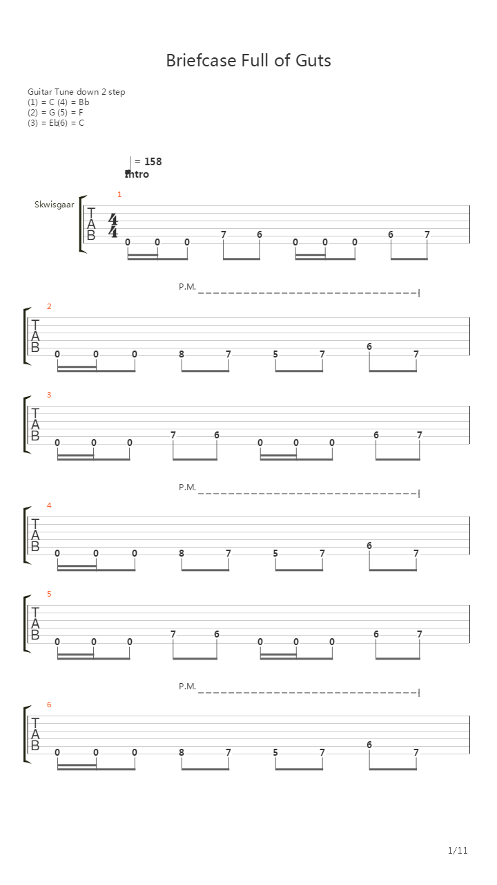 Briefcase Full Of Guts吉他谱