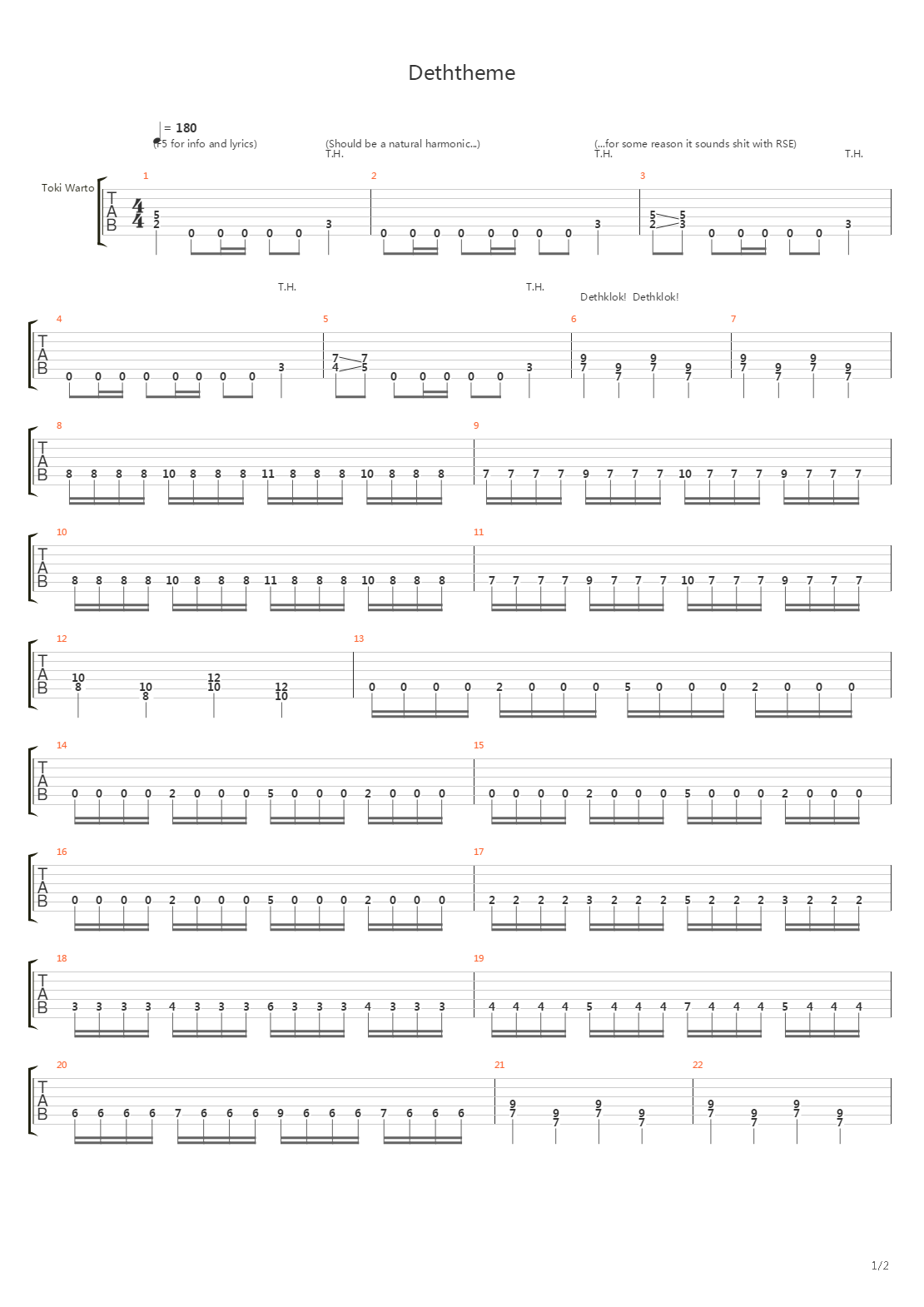 Deththeme吉他谱