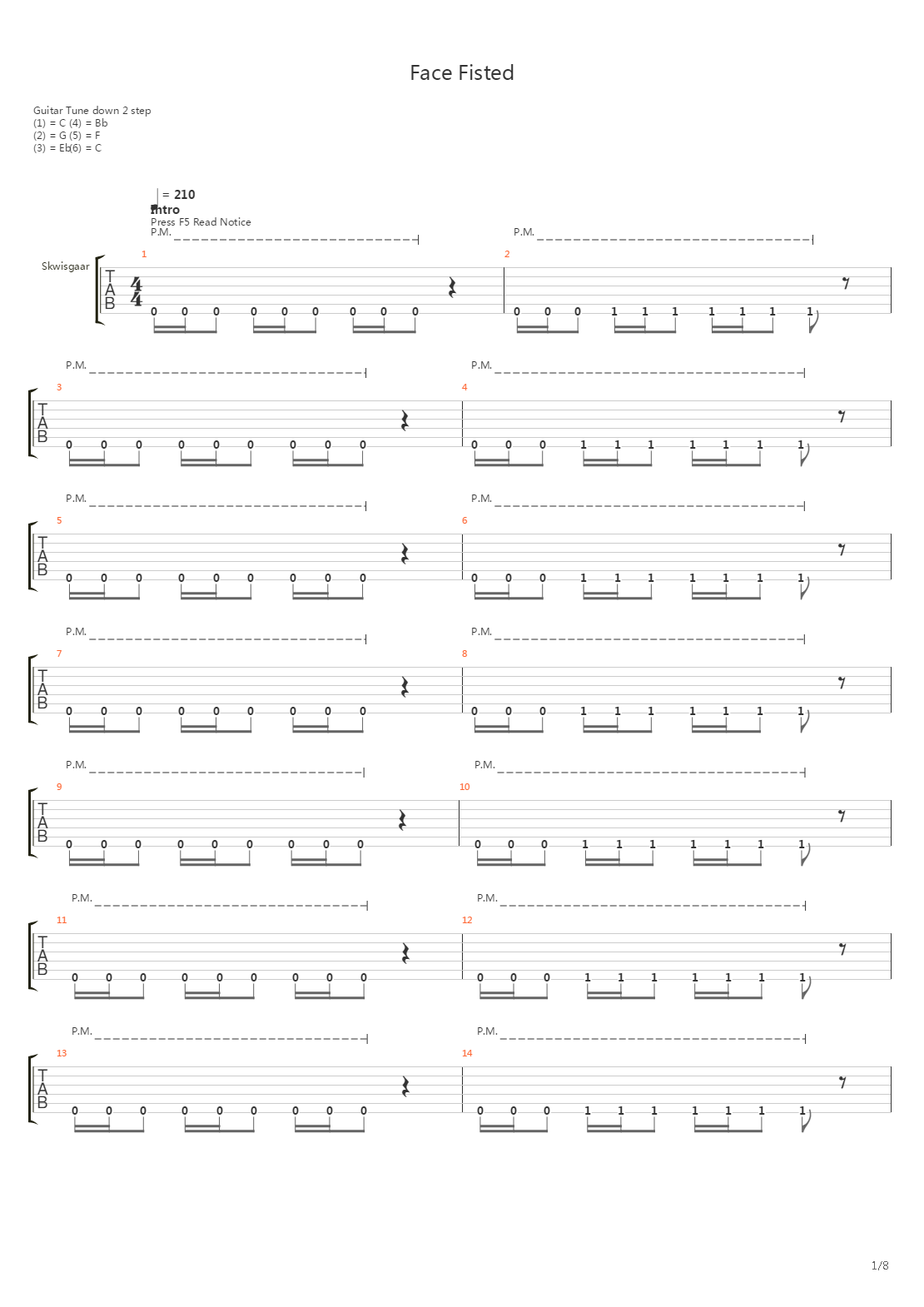 Face Fisted吉他谱