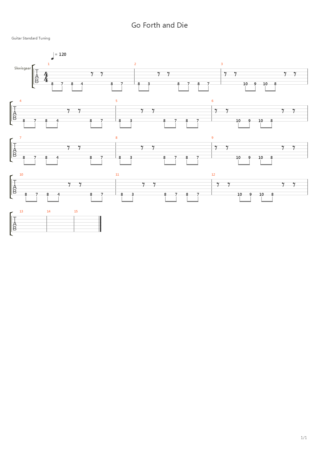 Go Forth and Die (intro)吉他谱