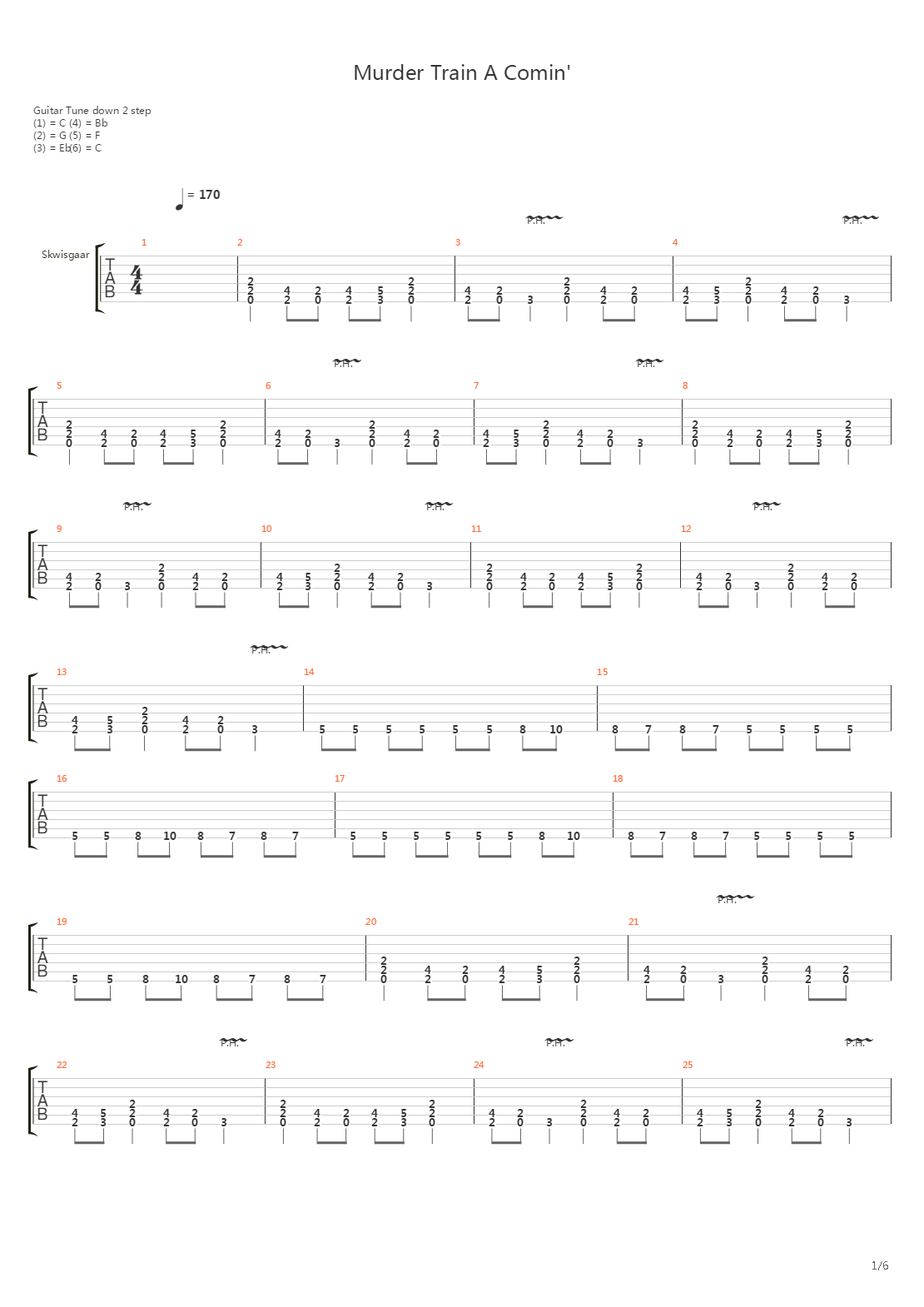 Murder Trian a Comin吉他谱