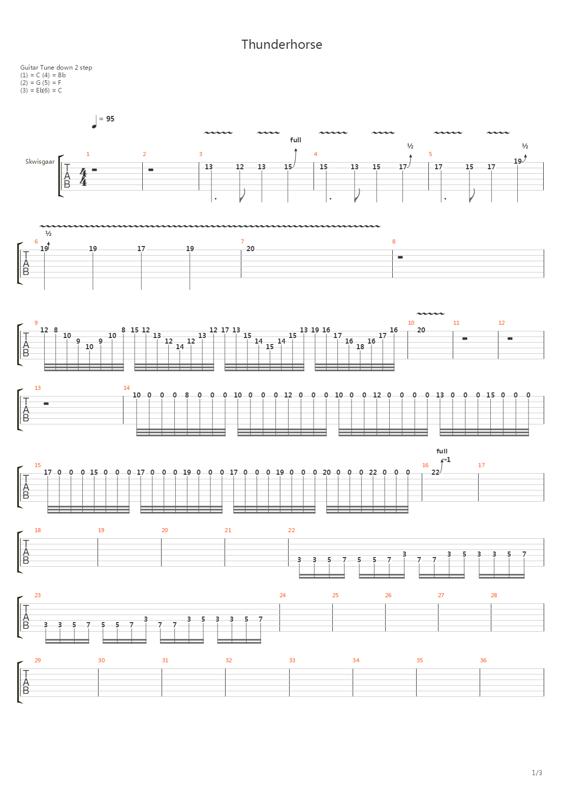 Thunderhorse吉他谱