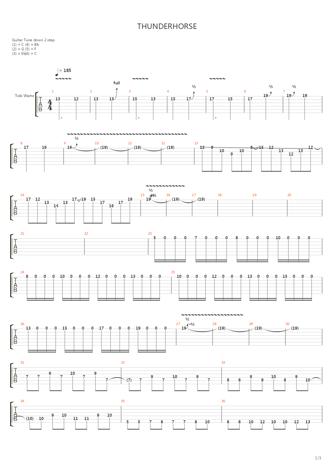 Thunderhorse吉他谱