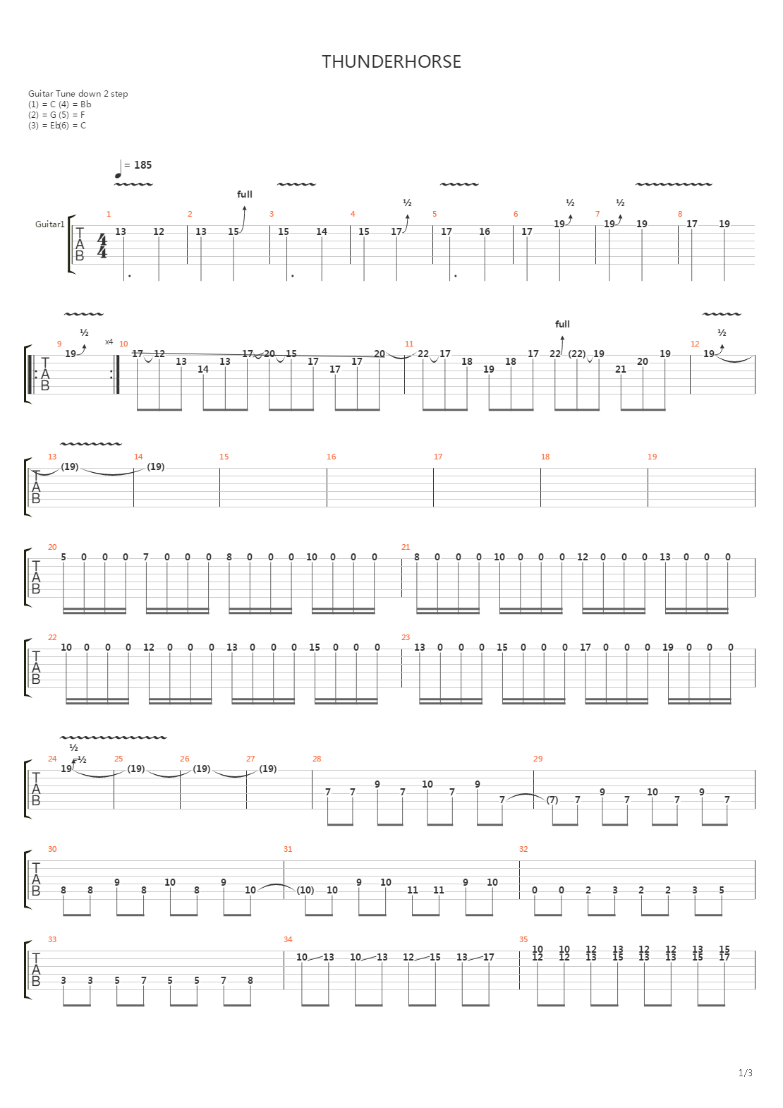Thunderhorse吉他谱