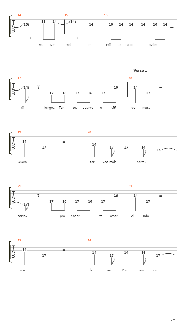 Outro Lugar吉他谱