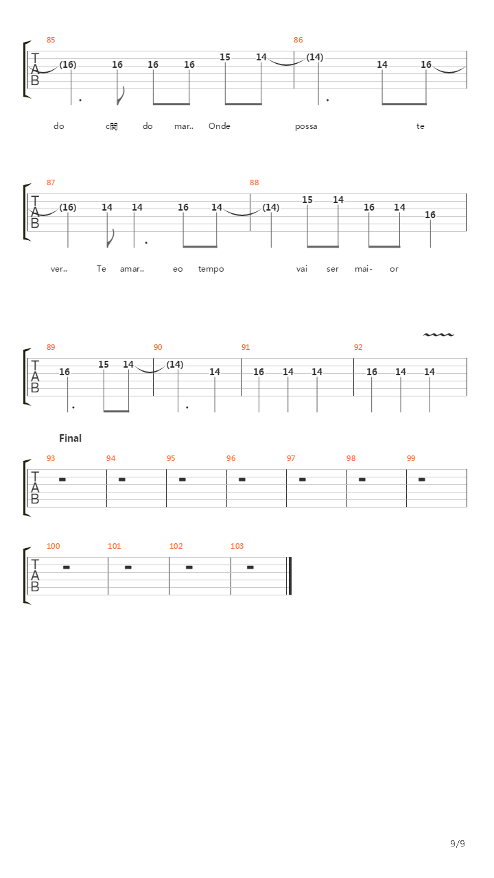 Outro Lugar吉他谱