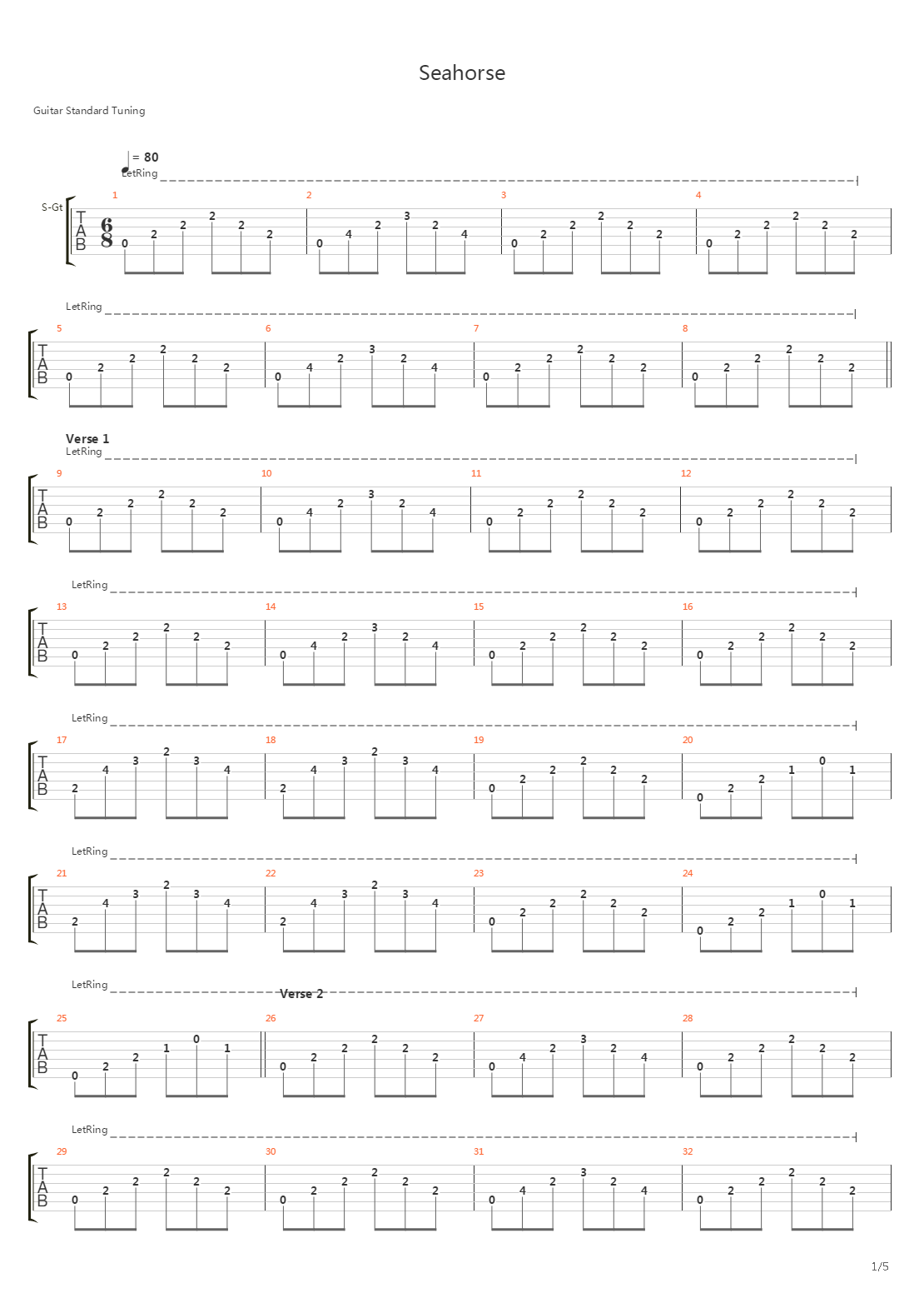 Seahorse吉他谱