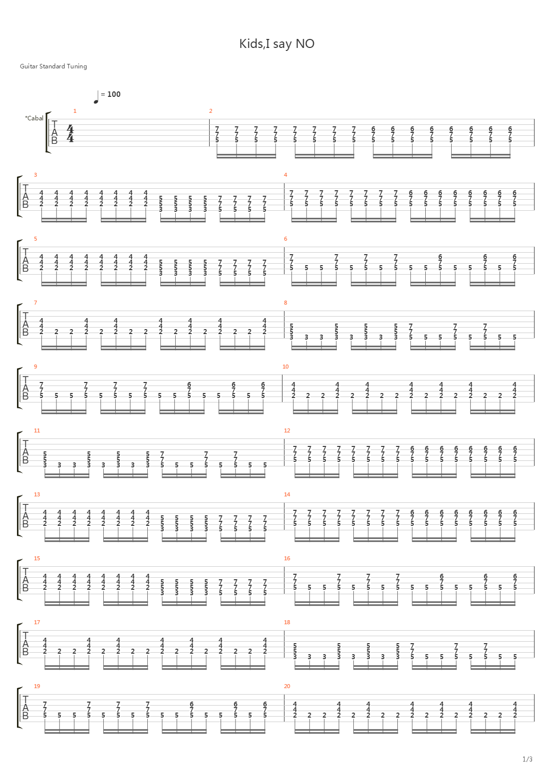 Kids, I Say No吉他谱