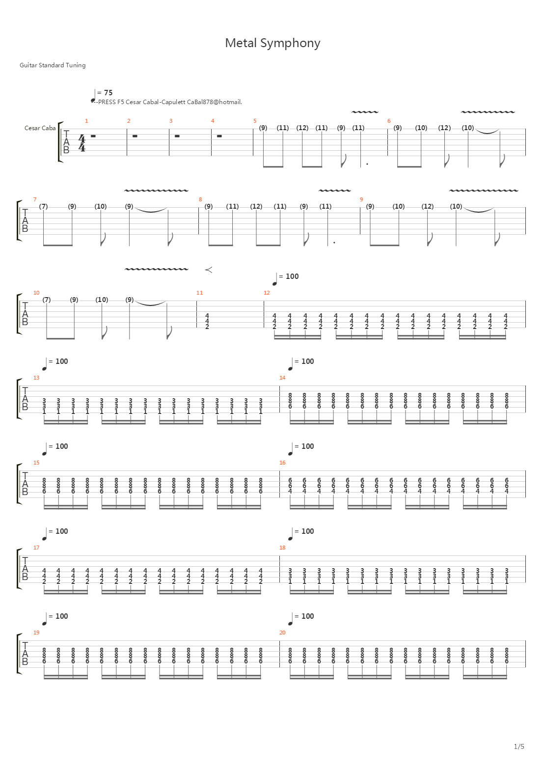 Metal Symphony吉他谱