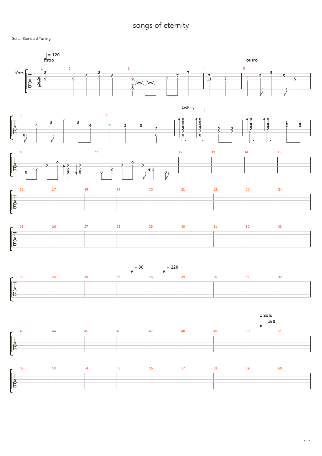 Songs Of Eternity吉他谱