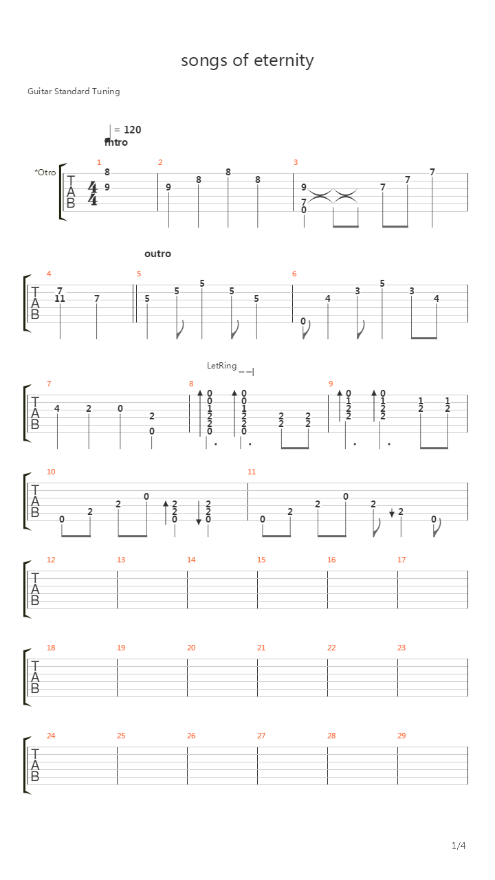 Songs Of Eternity吉他谱