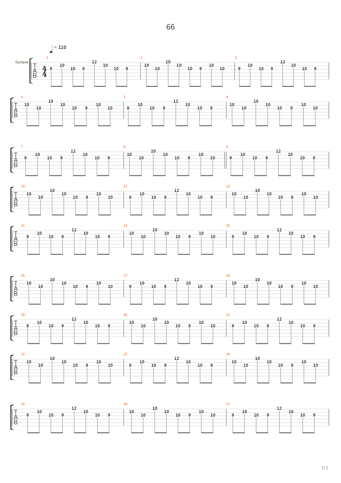 66吉他谱