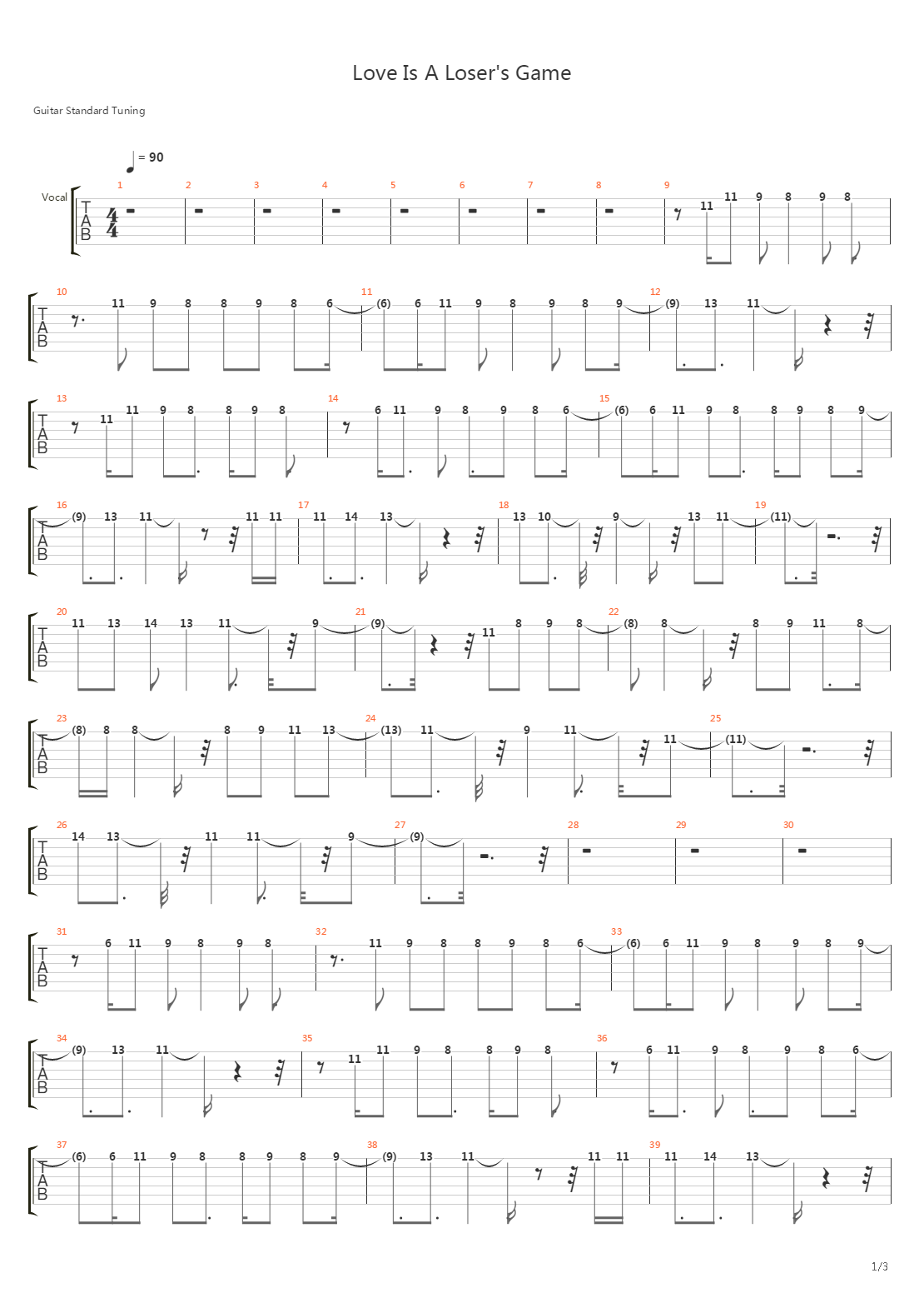 Love Is A Losers Game吉他谱