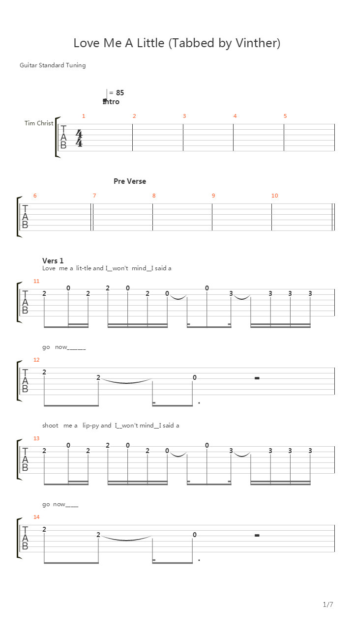 Love Me A Litte吉他谱