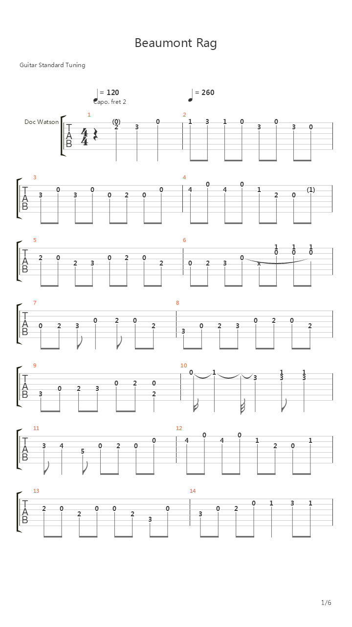 Beaumont Rag吉他谱