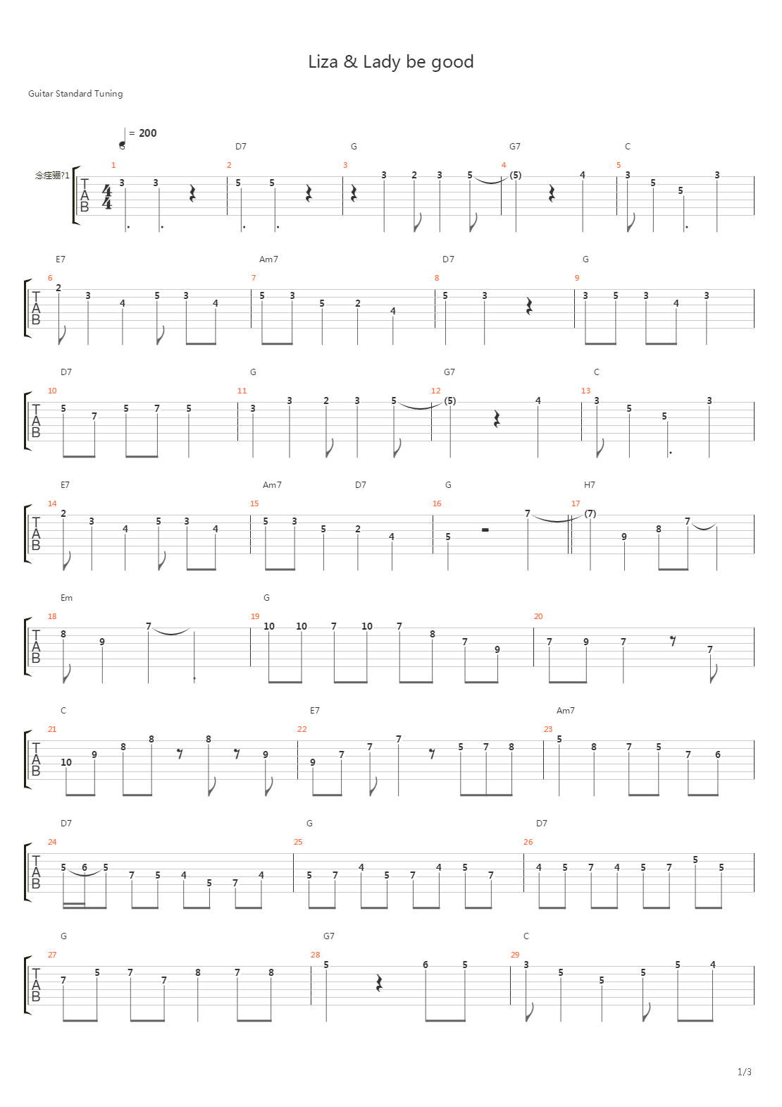 Liza Lady Be Good吉他谱