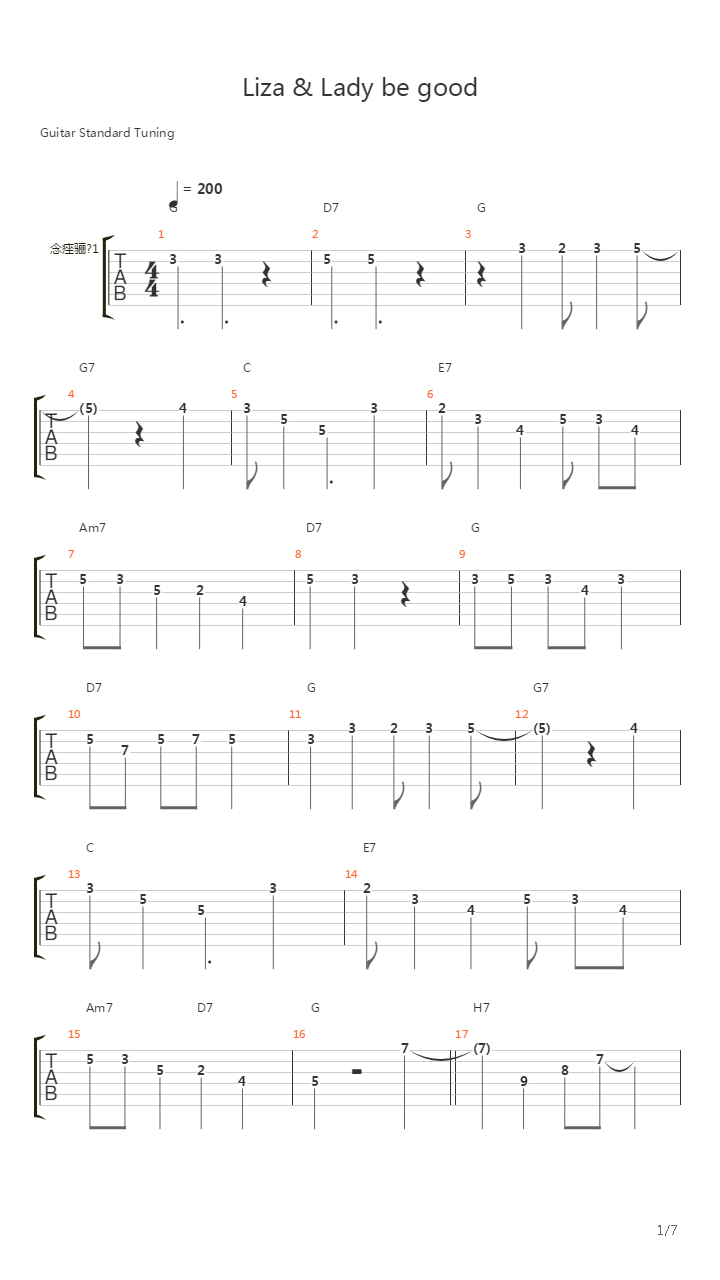 Liza Lady Be Good吉他谱