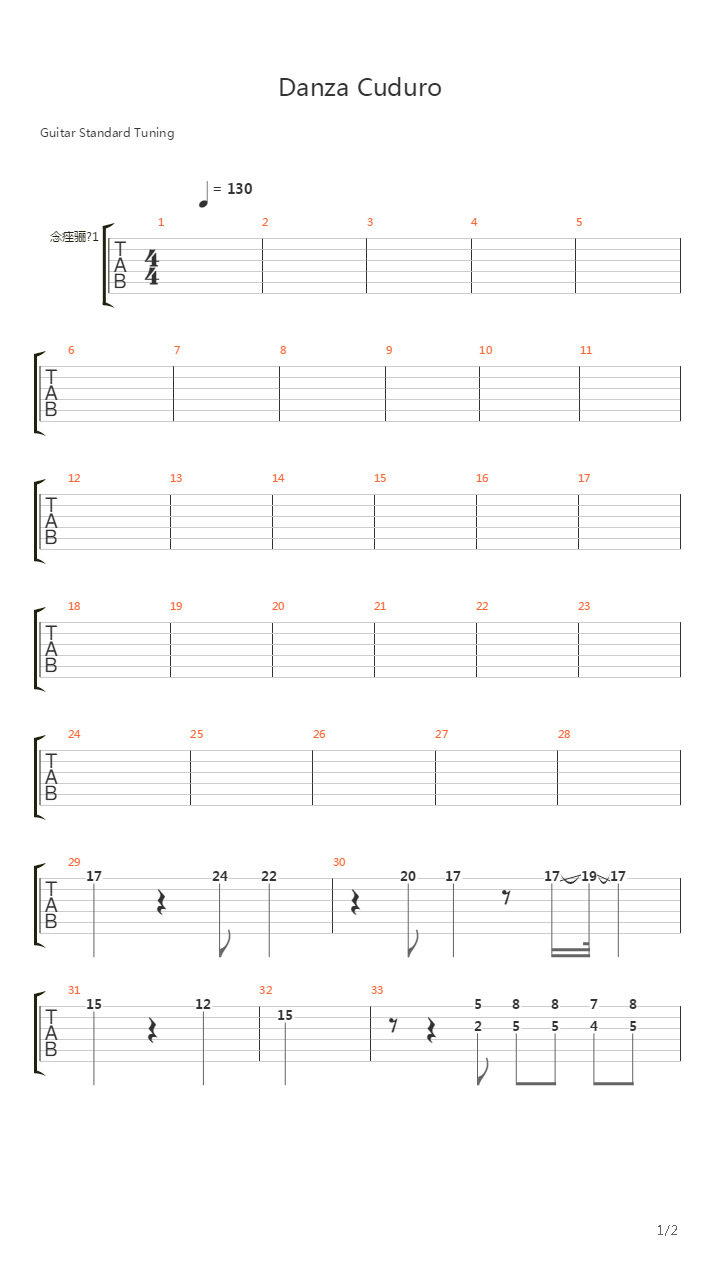 Danza Cuduro (ft.Lucenzo)吉他谱