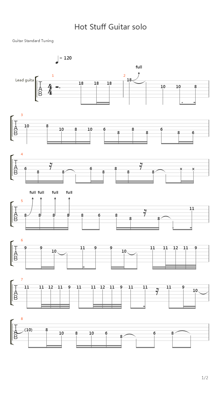 Hot Stuff (guitar solo)吉他谱