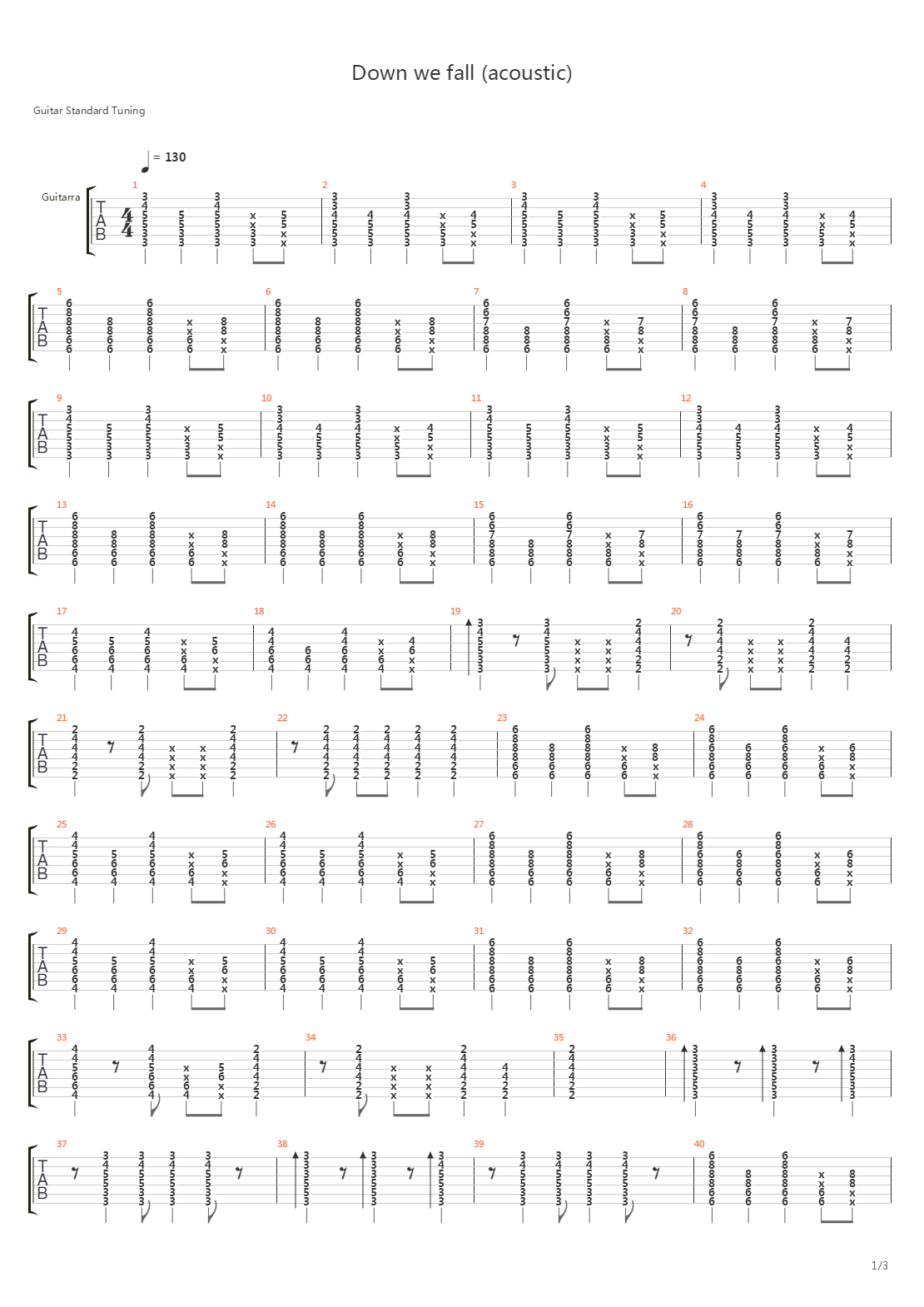 Down We Fall (acoustic)吉他谱