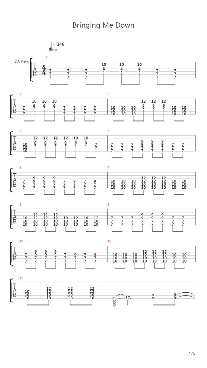 Bringing Me Down吉他谱